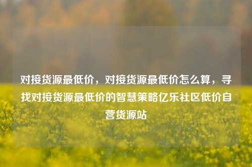 对接货源最低价	，对接货源最低价怎么算，寻找对接货源最低价的智慧策略亿乐社区低价自营货源站  第1张
