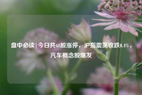 盘中必读|今日共68股涨停，沪指震荡收跌0.4%，汽车概念股爆发  第1张