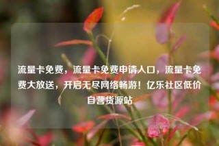 流量卡免费，流量卡免费申请入口，流量卡免费大放送，开启无尽网络畅游！亿乐社区低价自营货源站