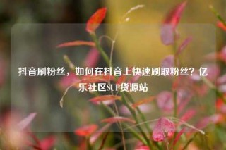 抖音刷粉丝，如何在抖音上快速刷取粉丝？亿乐社区SUP货源站
