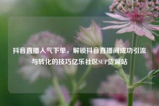 抖音直播人气下单，解锁抖音直播间成功引流与转化的技巧亿乐社区SUP货源站