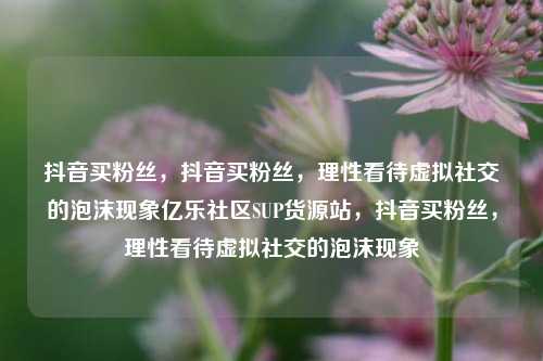 抖音买粉丝，抖音买粉丝，理性看待虚拟社交的泡沫现象亿乐社区SUP货源站	，抖音买粉丝，理性看待虚拟社交的泡沫现象  第1张