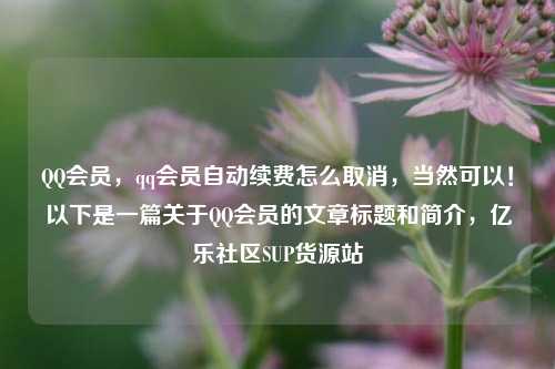 QQ会员	，qq会员自动续费怎么取消，当然可以！以下是一篇关于QQ会员的文章标题和简介，亿乐社区SUP货源站  第1张