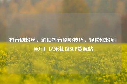 抖音刷粉丝	，解锁抖音刷粉技巧，轻松涨粉到100万！亿乐社区SUP货源站  第1张